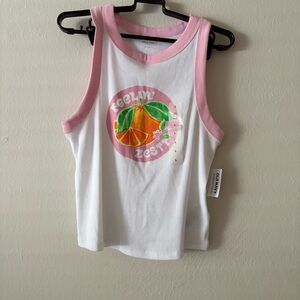 Old Navy Pink and White Tank Top with Graphic Design